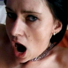 Horny brunette doing DP outdoors